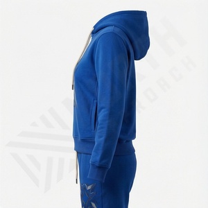 Conjunto Deportivo de Chándal Corto de Manga Larga para Mujer, Invierno 2024, Venta al por Mayor, Nuevo, Liso, Teñido, con Logotipo Personalizado, 100% Algodón - Product Image 3