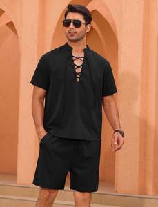 เซ็ตเสื้อยืดแขนสั้นและกางเกงขาสั้นสำหรับผู้ชายชุดเสื้อผ้าสองชิ้น100% ทำจากผ้าฝ้ายดีไซน์ใหม่สำหรับฤดูร้อน2025 - Product Image 4