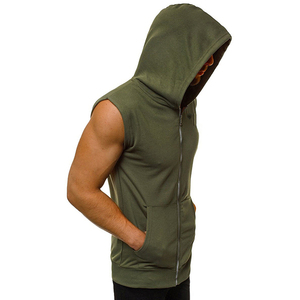 Sudadera con capucha sin mangas para hombre de alta calidad, moda informal, gimnasio, deportes, Fitness, camisa con estampado bordado, sublimación, patrón sólido - Product Image 4