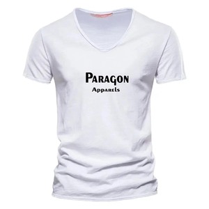 T-shirt uni pour homme Streetwear T-shirt ras du cou côtelé surdimensionné en coton épais - Product Image 3