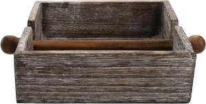 Paquete de 2 servilleteros de madera, servilletero plano de madera con barra central, brazo ponderado, servilletero de mesa rústico cuadrado - Product Image 6