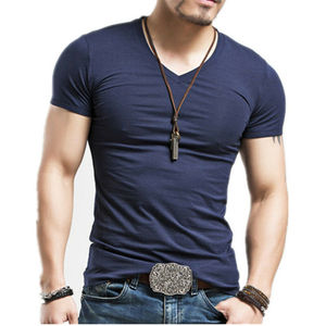 100% poliéster nuevas Camisetas cuello redondo camisetas masculinas personalizadas delgadas largas Vintage de gran tamaño cuello redondo Anti-Pilling Camiseta de cuello redondo - Product Image 1