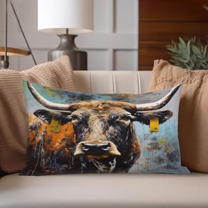 Coussin imprimé vache : Accent champêtre fait main pour salon côtier, 28"x28" - 70x70 cm - Product Image 5