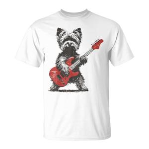 T-Shirt Vintage con Cane Yorkie che Suona la Chitarra, Stile Retrò, Prodotto Promozionale - Product Image 1