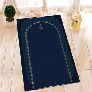 Tapis de prière islamique bleu : tapis de culte doux et facile à nettoyer, tapis fin non tissé - Product Image 4