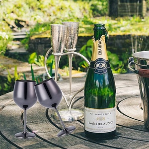 Verres à vin en acier inoxydable noir, design minimaliste, gobelets ronds incassables pour les fêtes - Product Image 4
