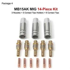 ชุดอุปกรณ์สิ้นเปลืองสำหรับเชื่อม MIG รุ่น MB15AK ชุดหัวเชื่อม 14 ชิ้น สำหรับหัวเชื่อมยุโรป MB15AK - Product Image 1