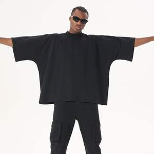 เสื้อยืดผ้าฝ้าย100% ลำลองสำหรับผู้ชายสำหรับฤดูร้อนขายส่งโลโก้ตามสั่งปล่อยปล่อยไหล่เฮฟวี่เวทไซส์ใหญ่พิเศษแบบถักทรงพอดี - Product Image 4