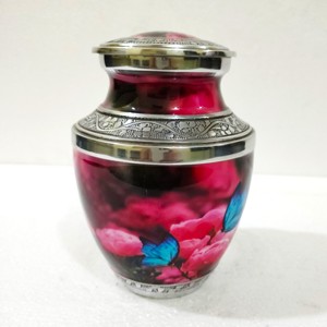 Urne funéraire en métal design moderne pour adultes Vase bleu arbre vert pour commémorer les cendres des êtres chers - Product Image 6