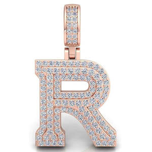 Pendentif Moissanite 3 carats avec initiale R en or blanc - Pendentifs et breloques - Product Image 5