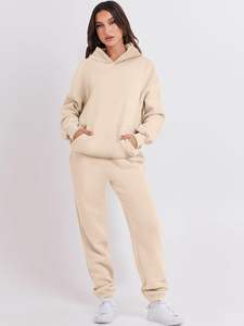 Conjunto Deportivo de Dos Piezas para Mujer, Color Albaricoque, Ligero, Transpirable, Sudadera con Capucha, Pantalones Deportivos, Estilo Y2K, Ropa Deportiva de Invierno - Product Image 4