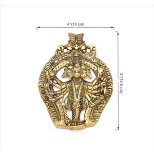 Ídolo Tradicional de Latón de Hanuman con Diseño Panchmukhi para Colgar en la Pared, Decoración para Diwali - Product Image 2