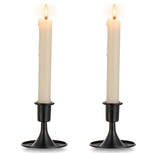 Juego de 2 candelabros de Navidad Black & Gold Taper, el precio más barato para decoración de festivales y regalos de otras ocasiones - Product Image 1