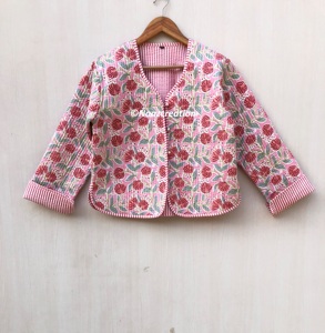 Chaquetas acolchadas florales naranjas, chaqueta de algodón con estampado floral estilo bohemio para otoño e invierno, abrigo estilo streetwear, chaqueta acolchada reversible estilo boho. - Product Image 2