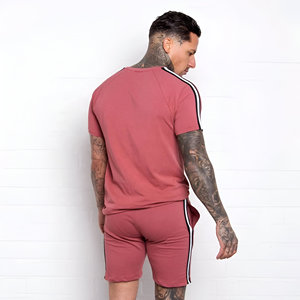 Ensembles de mode pour hommes, costume d'été, tenue de fitness, séchage rapide, respirant, grande taille, short à carreaux, survêtement à manches courtes, col rond - Product Image 4