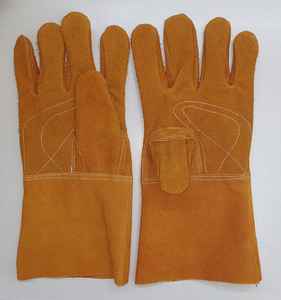Gants de soudage robustes en cuir de vache fendu XL manchette courte confortable ignifuge anti-chaleur anti-coupure caractéristiques de protection pour longtemps - Product Image 1