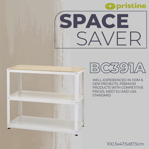 Three-Layer Storage Rack With Wood Top Multifunctional Shelving Unit For Living Room Organizing Sundries Minimalist Design - Product Image 5
