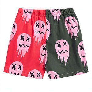 Pantalones cortos con estampado de fantasmas de dibujos animados para hombre, traje de baño informal con cordón en la cintura de secado rápido, rojo y verde - Product Image 6