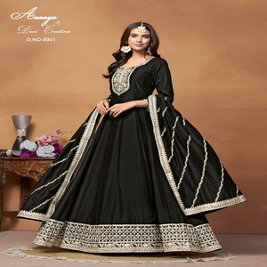 Hermoso arte seda bordado Anarkali Salwar Kameez para mujeres estilo largo boda invitado ropa tradicional Georgette Material - Product Image 1
