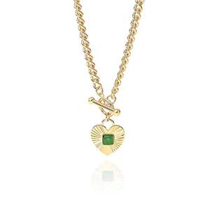 Collier en titane plaqué or de style Andy Jeulia, avec pendentif cœur géométrique en forme de T - Product Image 1