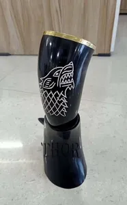 Corne de bière à boire Viking de haute qualité avec support en cuir Wiking tasse pour la vente à l'exportation de l'Inde corne à boire - Product Image 4