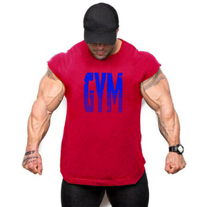 Camiseta sin mangas de gimnasio de algodón 100% de calidad superior para hombre, ropa deportiva de entrenamiento de verano de secado rápido, técnicas impresas de talla grande de Color personalizado - Product Image 3