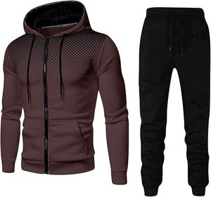 SERVICIO RÁPIDO Invierno Hombres Con Capucha Conjuntos de chándal sólido Manga larga Cremallera completa Chándal Chaquetas y pantalones activos Trajes de 2 piezas - Product Image 5