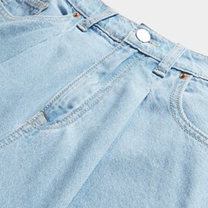 Bermuda taille haute original pour femme été essentiel respirant et lavé Denim doux devant pli maman Shorts - Product Image 3