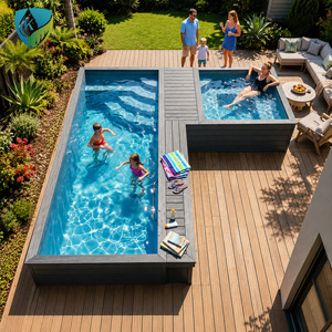 Nouvelle Conception Grande <span class=keywords><strong>Piscine</strong></span> <span class=keywords><strong>Jacuzzi</strong></span> Chauffée de Luxe pour Enfants, Spa de Nage Extérieur Préfabriqué en Fibre de Verre, Conteneur d'Expédition - Product Image 1
