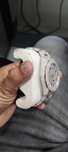 Reloj de Lujo para Hombre de Cuarzo con Moissanita VVS tipo Diamante Bicolor Amarillo y Blanco de Calidad Premium Relojes Mecánicos Analógicos con Cristal Iced Out - Product Image 3