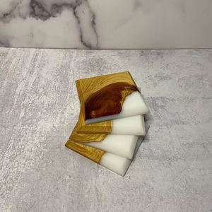 Abstract Art Resin <b>Coasters</b>, Handmade Epoxy <b>Drink</b> Pads with Marbled Swirl Design <b>for</b> Modern Stylish Interiors - Product Image 1