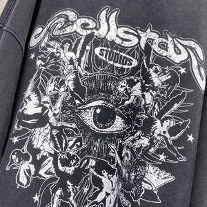 เสื้อฮู้ดแขนยาวโอเวอร์ไซส์ของผู้ชายผ้าฝ้าย100% กำหนดเองได้กระเป๋าผ้าบาติกพิมพ์ดิจิตอลแบบสวมหัว - Product Image 3