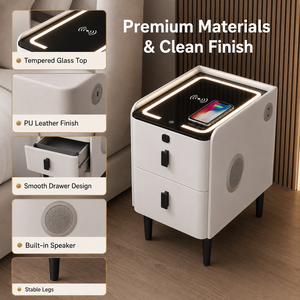 <span class=keywords><strong>Table</strong></span> <span class=keywords><strong>de</strong></span> <span class=keywords><strong>chevet</strong></span> intelligente avec haut-parleur Bluetooth, charge sans fil, <span class=keywords><strong>2</strong></span> <span class=keywords><strong>tiroirs</strong></span>, LED tricolore, port USB, en bois massif pour chambre à coucher - Product Image 3