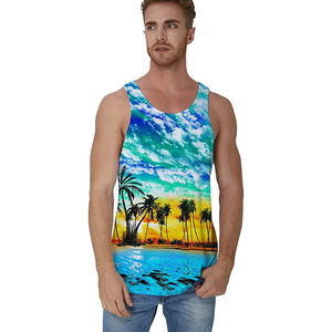 Verano sin mangas Muscle Shirts Sublimación Plain 100% Poliéster Gimnasio Running Singlets Hombres Muscle Tank Tops - Product Image 1