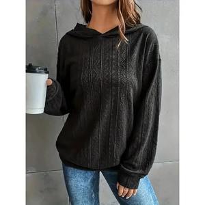 เสื้อมีฮู้ดสีขาวอินเทรนด์ของผู้หญิง100% ผ้าฝ้ายทอสวมใส่สบายและแสดงแฟชั่นอ่อนเยาว์ - Product Image 6