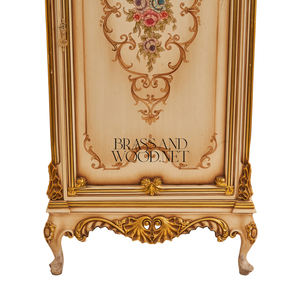 Armoire simple de style français de luxe avec motifs floraux peints à la main et accents de feuille d'or ornée pour le rangement de chambre de palais - Product Image 3