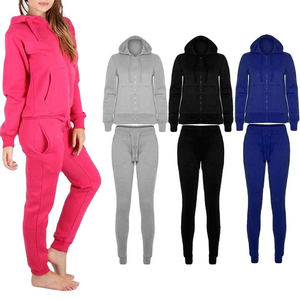 Ensemble survêtement jogging à capuche zippé en coton 100% personnalisé pour femmes grandes tailles, deux pièces, polaire, chaud, décontracté, hiver - Product Image 6