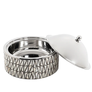 Marmite isotherme en acier inoxydable faite à la main design pour servir des aliments en métal avec finition argentée - Product Image 6