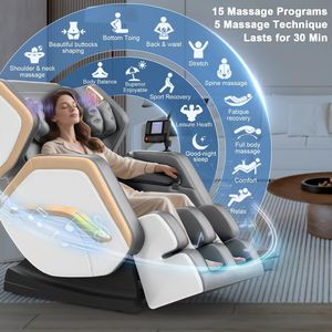 Sillón de Masajes de Cuerpo Completo de Alta Calidad, Práctico, con Gravedad Cero, Shiatsu, Reclinable, con Rieles, Masajes, Calefacción y Bluetooth - Product Image 4