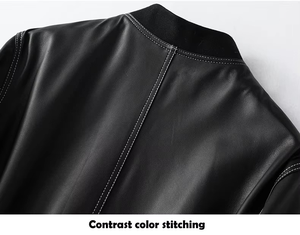 Chaqueta Corta de Cuero Estilo Urbano para Mujer, Nueva, con Mangas de Cuero, Chaqueta Corta de Cuero para Mujer - Product Image 2