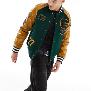 OEM personalizado de talla grande para hombre fino Softshell Varsity chaquetas universitarias 100% lana Nylon béisbol Varsity con capucha Jersey lona - Product Image 2