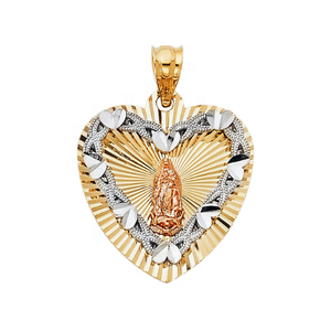 Personalizable tres tonos plateado en forma de corazón Madre María colgante joyería de moda para niños regalo de tendencia - Product Image 1