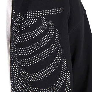 Último diseño de los hombres de manga larga de diamantes de imitación de cara completa Zip Up Hoodie de moda Streetwear Heavyweight Hoodies - Product Image 2
