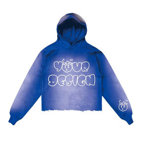 Acid Wash Distress Hoodie Pour Garçons Manches Longues Sweats En Coton Surdimensionnés Acid Wash Hoodies Avec Logo Sérigraphié - Product Image 1