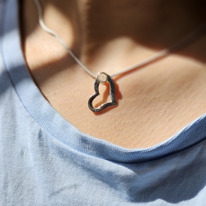 Corazón piedra Luna plata colgante mejor regalo para ella - Product Image 3