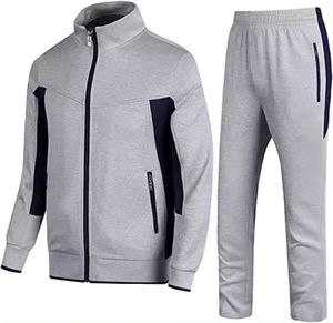 Gran oferta, conjunto de chándales de invierno ecológicos a prueba de viento de 2 piezas para hombre de marca, chándales de entrenamiento hechos de algodón 100% con logotipo personalizado - Product Image 5