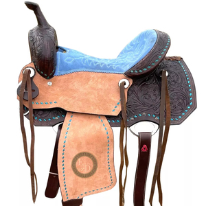 Selle en cuir véritable de haute qualité, légère, fabriquée à la main, équipement de performance, western, barrel racing, concours hippique - Product Image 1