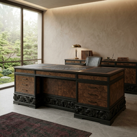 Ensemble de canapés en bois de palissandre néoclassique sur mesure avec base sculptée et table basse pour projets de villas et d'hôtels de luxe