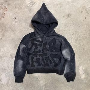 Sweat à capuche Streetwear de haute qualité polaire blanc Boxy Zip up Vintage Double couche lavage à l'acide soleil délavé sweats à capuche en détresse pour hommes - Product Image 4