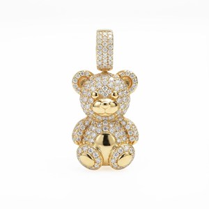 Collar con colgante de oso de peluche con diamantes de moissanita incoloros en plata 925, joyería hip hop, fabricante de la India. - Product Image 4
